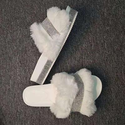 China Cheap Ladies Plush Sandals Slippers Thick Wool Bottom Slippers Sweat-absorbent for indoorand outdoor using for sale