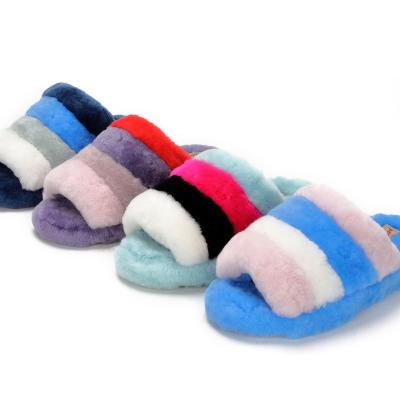 China Wholesale Custom 2020 New Real Wool Winter Sweat-absorbent And Comfortable Slides Shoes Women Open-toe Fur Interior Design Slippers Comfortable Shoes for sale