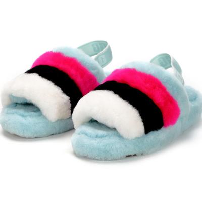 China Wholesale Custom Slippers Ladies Plush Fur Sandals Home Slippers Wool Sweat-absorbent For Women for sale