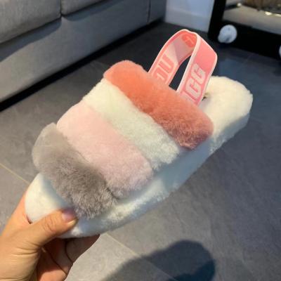 China Large Customization Wool Slippers Women's Woolen Ugslippers Wholesale Sweat-absorbent Woolen Slippers for sale