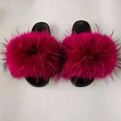 China Lightweight wholesale a large selection of fashionable and luxurious multicolored flat bottomed fur slippers and slippers for women for sale