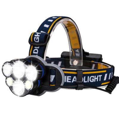 China 6 Camping Super Bright Waterproof Led 8 Mode USB Charging Night Working Camping Headlamp for sale