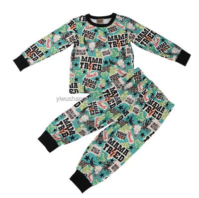 China Spring Summer Kinds Suit Goat Print Casual Boy Baby Long Sleeve Soft Milk Silk Fabric Two-Piece Clothes Baby Tops Boy Bottoms for sale