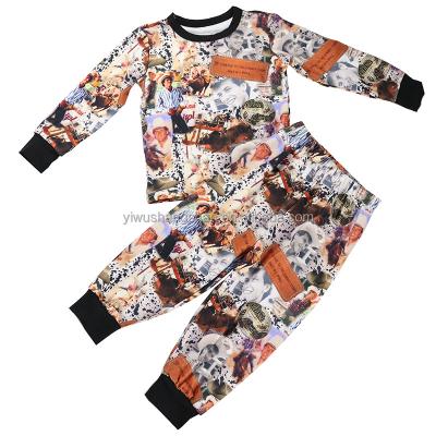 China Children's long sleeve suit casual children's long sleeve suit fashion character print trend baby pants set two-piece top boy for sale