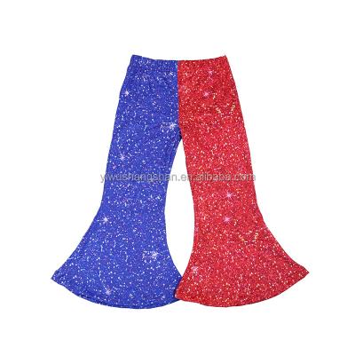 China Hot Selling Breathable Hot Selling Western 4th July Children Girl Bell Shiny Red Base And Focus Sketch Kids Fashion Gaiters Girl Flared Pants for sale