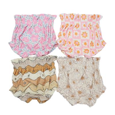 China Breathable Hot Selling Toddler Baby Bummies Kids High Waist Shorts Kids Girls Lace Up Bloomers for sale