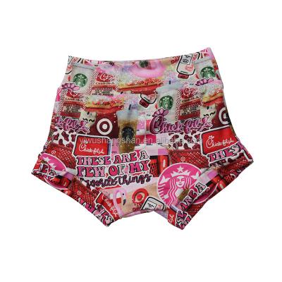 China Summer Fashion Toddler Baby Diaper Breathable Girls Bummies Drinks Print Milk Silk Kids Shorts for sale