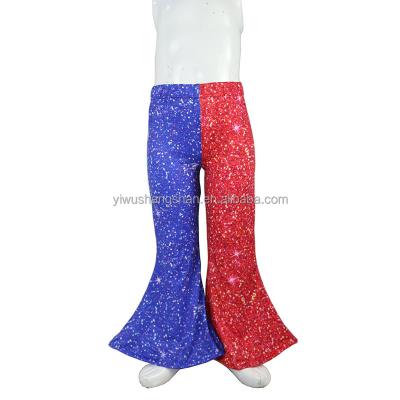 China Spring Summer July 4th High Quality Waterproof Printed Kids Baby Rocket Pants Milk Silk Fabric Infant Baby Elastic Bell Bottom Pants for sale