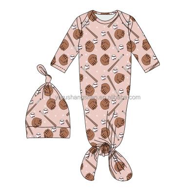 China Breathable Popular Baby Pajamas Short Sleeve Sleepwear With Hats Two-Pieces Fits Baseball Style Kids Sleeping Bag for sale