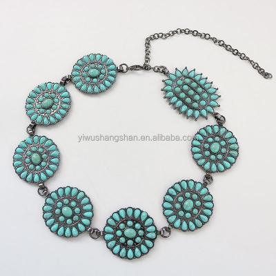 China Popular Wholesale Bohemian Waist Chain Girls Turquoise ALLOY Fashion Kids Baby Accessories for sale