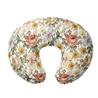 China Silk Fabric Anti-static Floral Printing Milk Pillow Cover Newborn Infant Infant Girls Baby Boy Care U-Shaped Pillowcase for sale