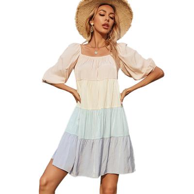 China Wholesale Women Anti-Static Spring Summer Dress Half Sleeves Midi Dresses Spliced ​​Loose Casual Dresses for sale