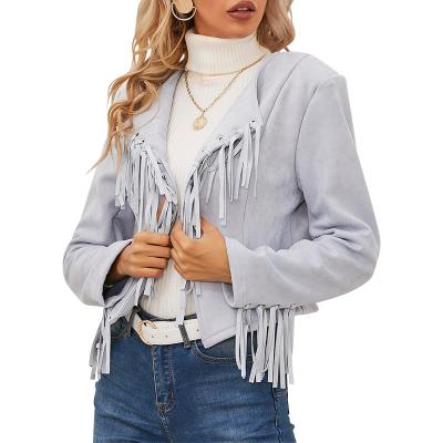 China Fashion Reversible Custom Made Women Factory Short Jacket With Tassel Vintage Office Lady Casual Jackets for sale