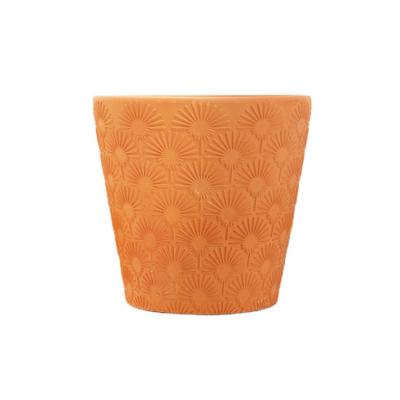 China Modern red primary color pottery pots, embossed pots, creative succulent pots breathable simple flower pots for sale