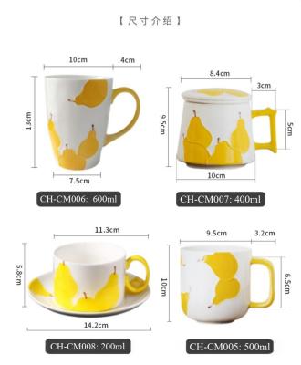 China Modern Amazon With Lid Lovely Child's Cup Arrival Coffee Mug Handle New Ceramic Yellow Pear Milk Coffee Biscuit Cups, Mugs For Users 1 for sale