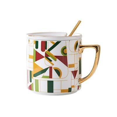 China Wholesale CIA Modern Hot Sale Porcelain Coffee Mug Ceramic Colorful Milk Mug Facebook Google With Spoon for sale