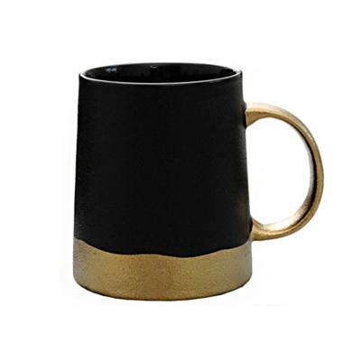 China Wholesale Hot Sale Modern Nordic Luxury Ceramic Mug Coffee Porcelain Tea Cup Custom Made Black and Gold Coffee Mug for sale