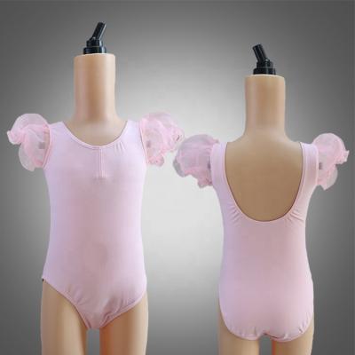 China C2030 kids leotard tights ruffle sleeve ballet dance leotard wholesale leotard tights for girls pink leotard tights for sale