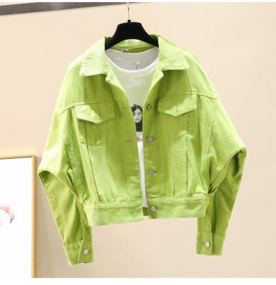 China Autumn Women's Casual Jacket Windproof Fashion Candy Color High Quality Short Denim Jacket Coat for sale