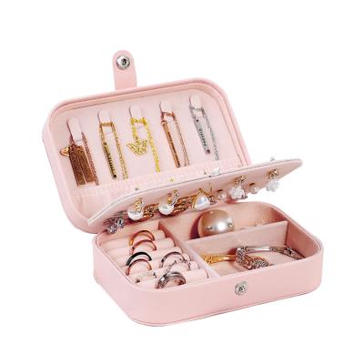 China Leather Organizer Jewelry Accessories Ring Boxes Small Costom Recyclable Travel Jewelry Storage Case Box for sale