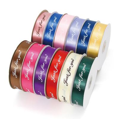 China Flower metallic decorative polyester printed custom silk ribbon grosgrain satin gift ribbons with logo for wrapping for sale