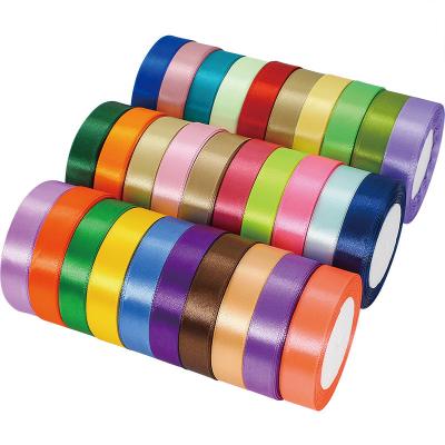 China Metallic Ribbon Manufacturers Factory Luxury Colors 196 Double Face Satin Ribbon Roll Satin 1 Inch for sale