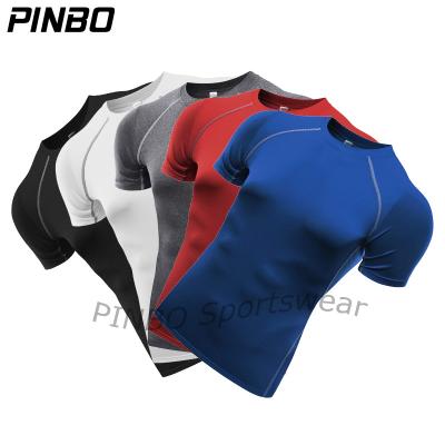 China OEM Antibacterial High Elasticity Wholesale Customized Printing Logo Dry Fit Clothing Shorts Girdles Sportswear Compression Mens T-shirts for sale