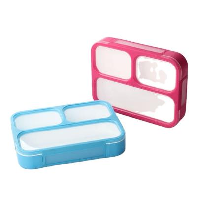 China Amazon Selling Bpa Bentobox Meal Planning Container 3 Compartment Free Standing Microwave School Plastic Lunch Box for sale