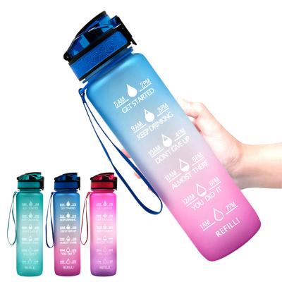 China Stocked Tritan Sports Fitness Drinking Lid Accessories Gym Motivational Water Bottles Drinkware Plastic Type Customizable Bottle for sale