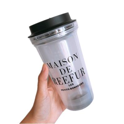 China Office Factory Supply Eco-Frinedly Top Selling Coffee To Go Reusable Plastic Coffee Mug Plastic Double Wall Cup for sale