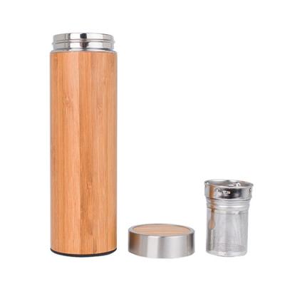 China Viable Insulated Vacuum Stainless Steel Water Bottle Bamboo Flask With Stariner for sale