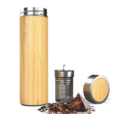 China Sustainable High Quality Stainless Steel Thermos Insulated Vacuum Water Bottle Bamboo for sale