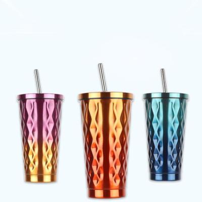 China Sustainable Hot Sale Vacuum Insulated Double Wall Stainless Steel Water Bottle With Straw for sale