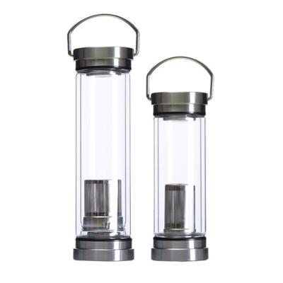 China Wholesale BPA Free Viable Unbreakable Double Wall Strainer Glass Water Bottle Infuser for sale