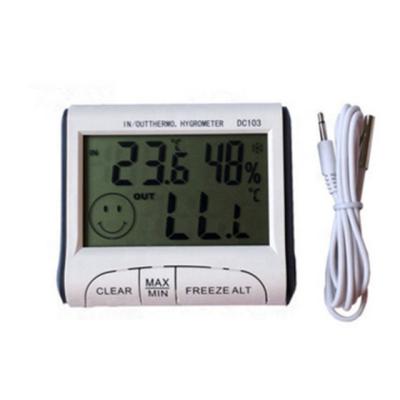 China Indoor And Outdoor Temperature And Humidity Meter With Clock Mini Thermometer With 103 Probe for sale