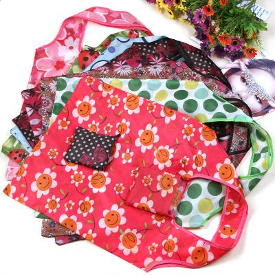 China Recyclable Wholesale Custom Polyester Shopping Bag Supermarket Grocery Foldable Tote Bag for sale