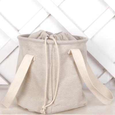 China Recyclable Custom Printed Eco Friendly Solid Color Canvas Cotton Grocery Bag Drawstring Canvas Shopping Bag for sale