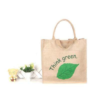 China Reclycled Packing Jute Grocery Bags Promotional Shopping Bag Recycle Reusable Supermarket Packing Jute Grocery Bags for sale