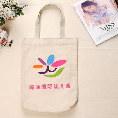 China Promotional Custom Printed Reusable Reused Recycled Bag Handled Grocery Bag Shopping Bag Handbag Woman Canvas Bag for sale