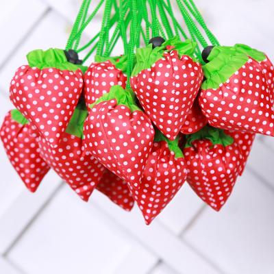 China 190T Polyester Strawberry Folding Custom Portable Shopping Bag For Promotional Gifts for sale