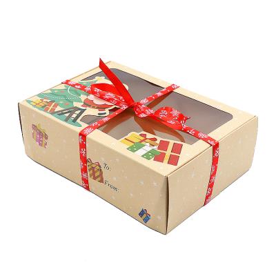 China Lovely Recyclable Design Christmas Cookie Candy Choolate Packaging Boxes Clear Top for sale