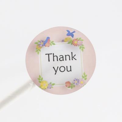 China Custom Colorful Flower Adhesive Label Waterproof Stickers Thank You Coated Paper Stickers for sale