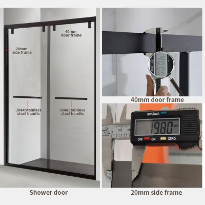 China Durable And Competitive Cheap Black Aluminum Profile Bathroom Tempered Glass Sliding Doors Bath Shower Enclosure Door for sale