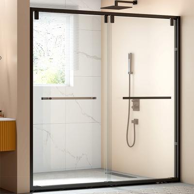 China Durable And Competitive Cheap Black Aluminum Profile Bathroom Tempered Glass Shower Door For Hotel for sale