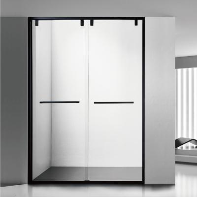 China Modern Slim Frame Shower Door Tempered Glass Sliding Shower Enclosure With 8mm 10mm Thickness Glass for sale