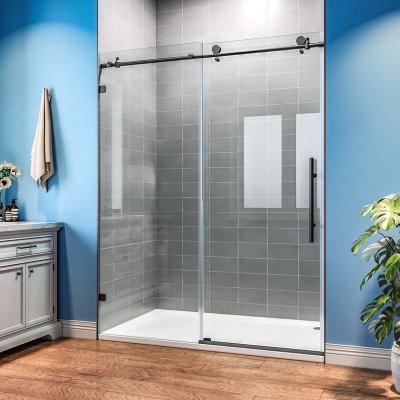 China Durable and competitive Cheap Frameless Bypass Glass Sliding Shower Door in Brushed Nickel 60''*76'' Shower Door Panels for sale