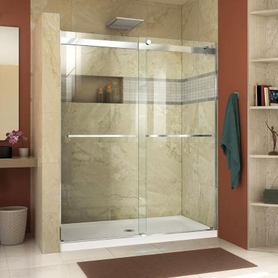 China Durable and competitive Cheap Frameless Bypass Glass Sliding Shower Door in Brushed Nickel 60''*76'' Complete Sliding Shower Door for sale