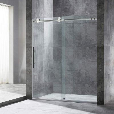 China Durable and competitive Frameless Sliding Shower Door Glass Rolling Double Sliding Shower Enclosure Bathroom Frameless for sale