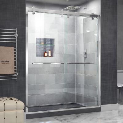 China Durable And Competitive Brushed Stainless Steel 8 Mm Nickel Certified Clear Tempered Glass Sliding Shower Door for sale