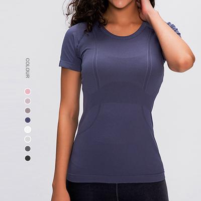 China The Main Breathable Wholesale Sequel 2022 Fashion Women's Casual T-shirt 100% Fitness Nylon Dry Short Sleeve Women Yoga T-shirt for sale